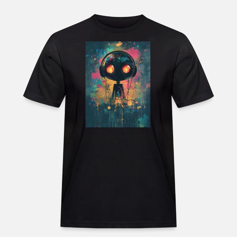 Abstrakter Roboter Mit Kopfhörern - Männer Workwear T-Shirt - Schwarz