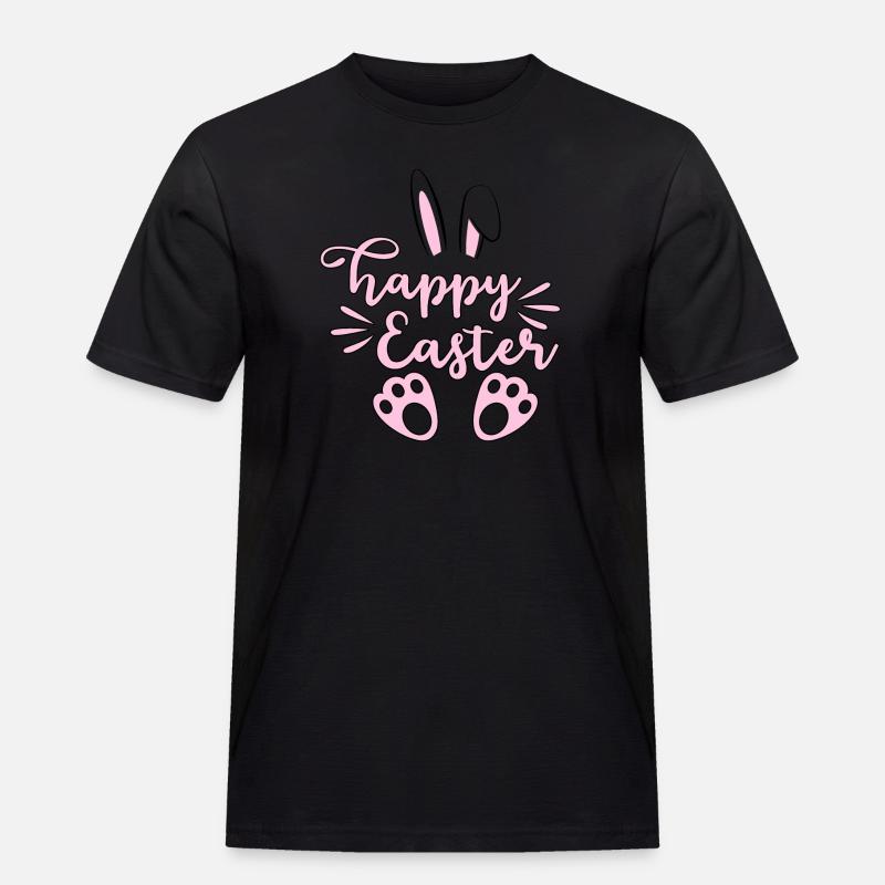 Happy Easter - Männer Workwear T-Shirt - Schwarz