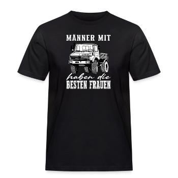 Männer mit Unimog - Offroad - Universal Motorgerät - Männer Workwear T-Shirt - Schwarz - Vorne - AI Model Male 178 light (178cm)