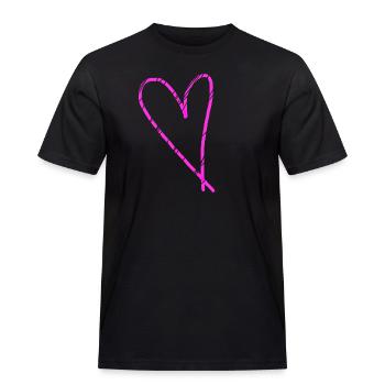 Roze Hart met Incisies Cadeau Idee Roze - Mannen Workwear T-shirt - zwart - Voor - AI Model Male 178 light (178cm)