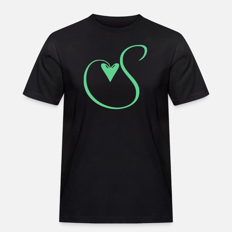 Monogramm S Herz Ranke - Männer Workwear T-Shirt - Schwarz