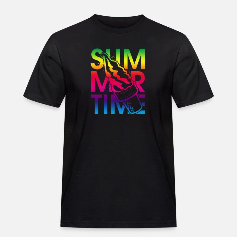 Sommerzeit Eis - Männer Workwear T-Shirt - Schwarz