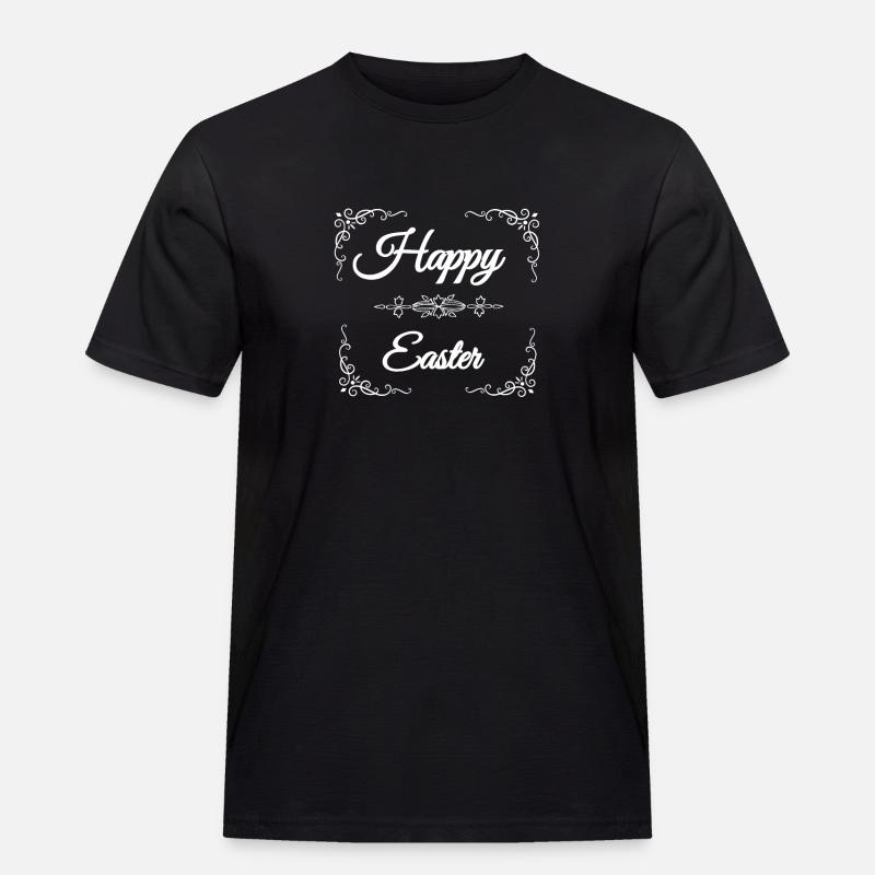 Happy Easter - Männer Workwear T-Shirt - Schwarz