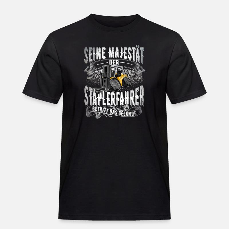 Staplerfahrer - Männer Workwear T-Shirt - Schwarz