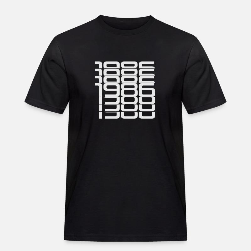 1986 Stack Digits Pattern - Men's Workwear T-Shirt - black