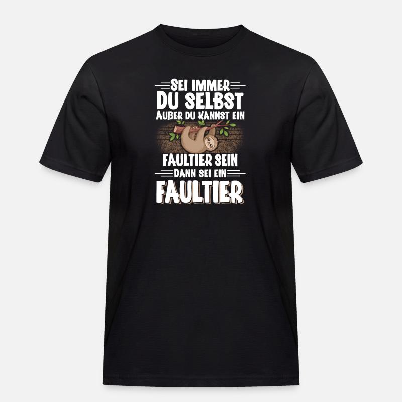 Faultier - Männer Workwear T-Shirt - Schwarz