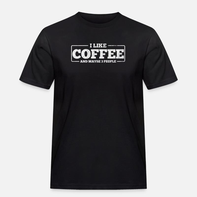 Kaffee introvertiert Kaffeetrinker - Männer Workwear T-Shirt - Schwarz