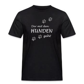 Der mit den Hunden geht Gassi Hundebesitzer Design - Männer Workwear T-Shirt - Schwarz - Vorne - AI Model Male 178 light (178cm)