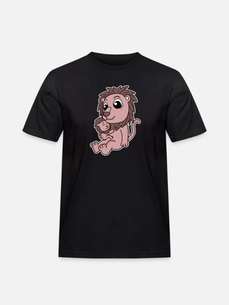 Lejonfamilj - Lejon med baby - Lejon - Arbets-T-shirt herr - svart
