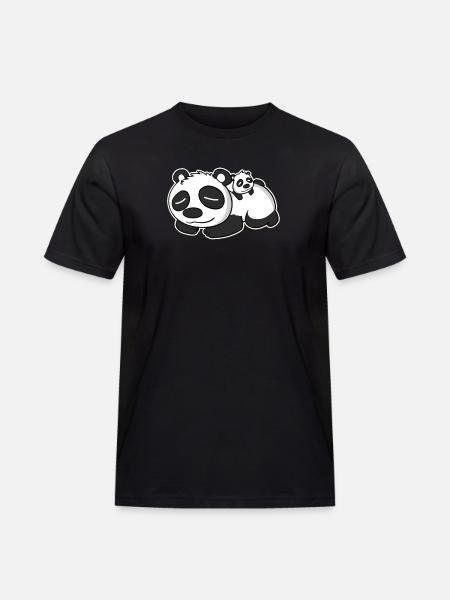 Panda Papa with Baby Panda - Men's Workwear T-Shirt - black