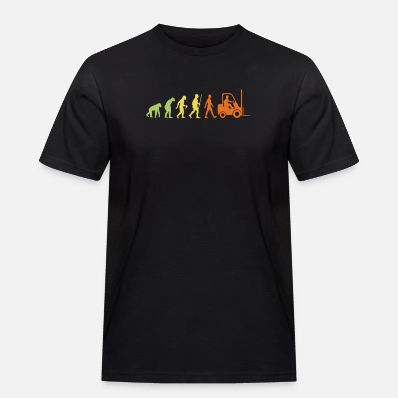 Evolution zur Gabelstapler-Arbeitskraft - Männer Workwear T-Shirt - Schwarz