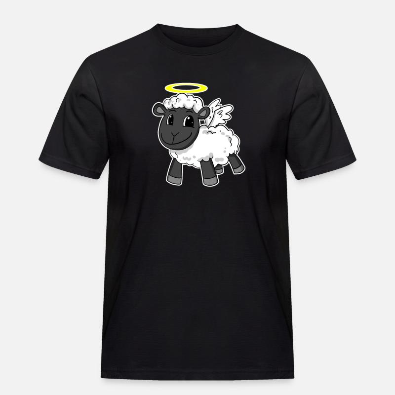 Schaf Engel - Männer Workwear T-Shirt - Schwarz