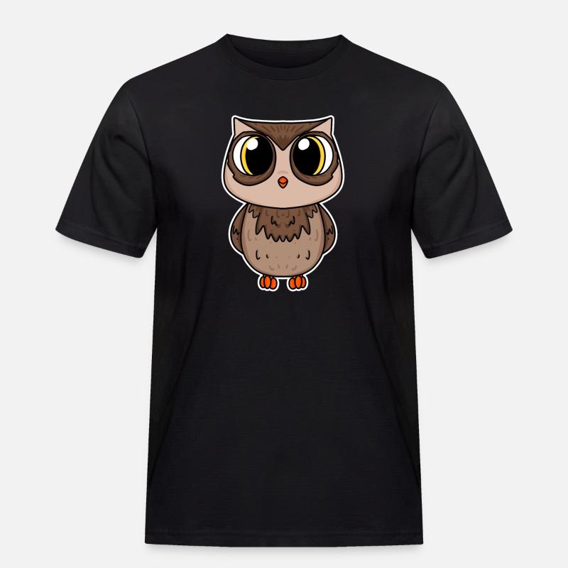 Eule - Männer Workwear T-Shirt - Schwarz