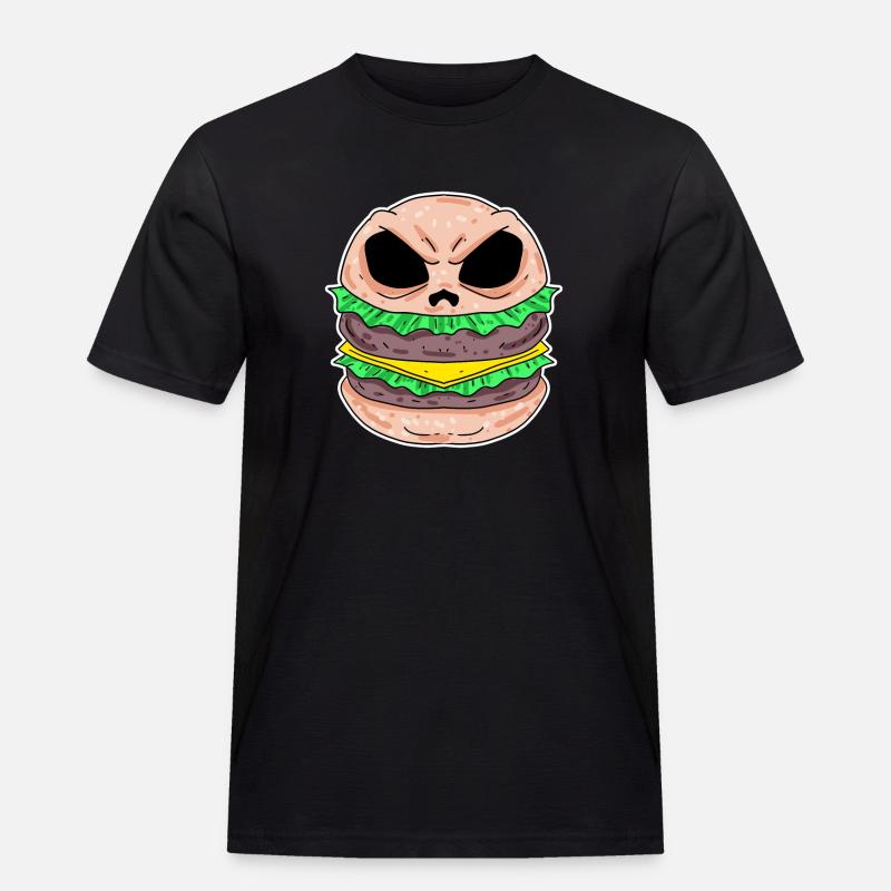 Schädel Burger - Männer Workwear T-Shirt - Schwarz