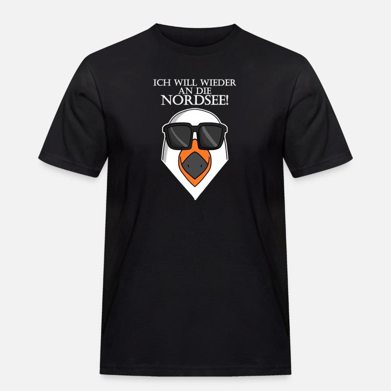 Nordsee Plattdeutsch Spruch Moin Möwe - Männer Workwear T-Shirt - Schwarz