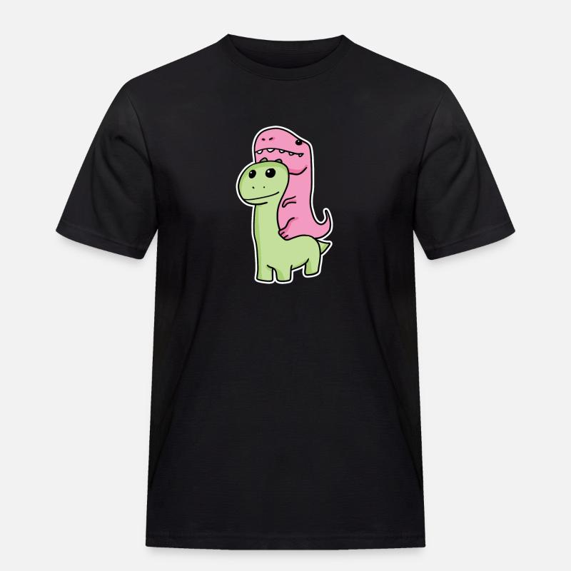 Zwei Dinosaurier - Männer Workwear T-Shirt - Schwarz