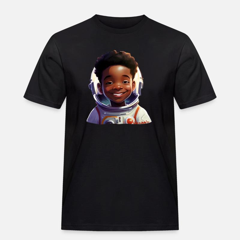 Junge Astronautin Mit Strahlen - Männer Workwear T-Shirt - Schwarz