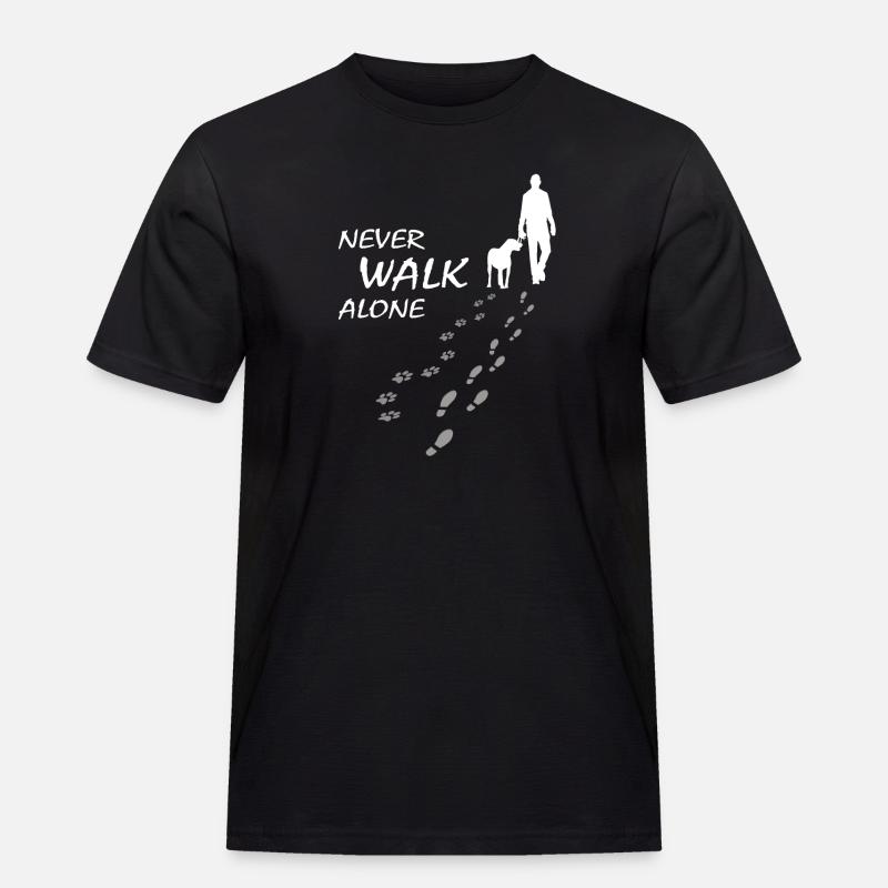 Never walk alone - Hund Gassi Geschenk - Männer Workwear T-Shirt - Schwarz