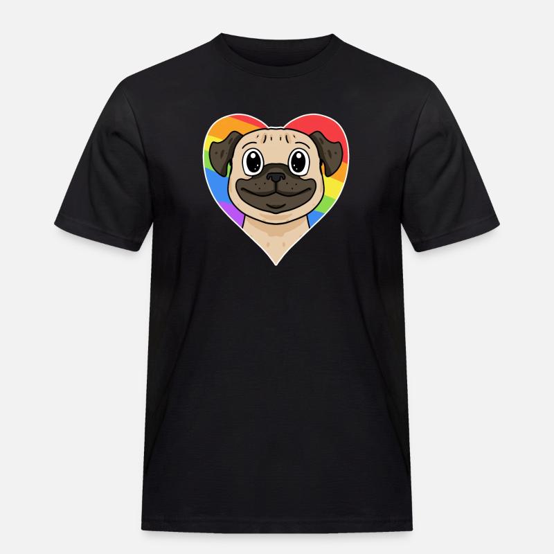 Regenbogen - Hund mit Herz - Männer Workwear T-Shirt - Schwarz