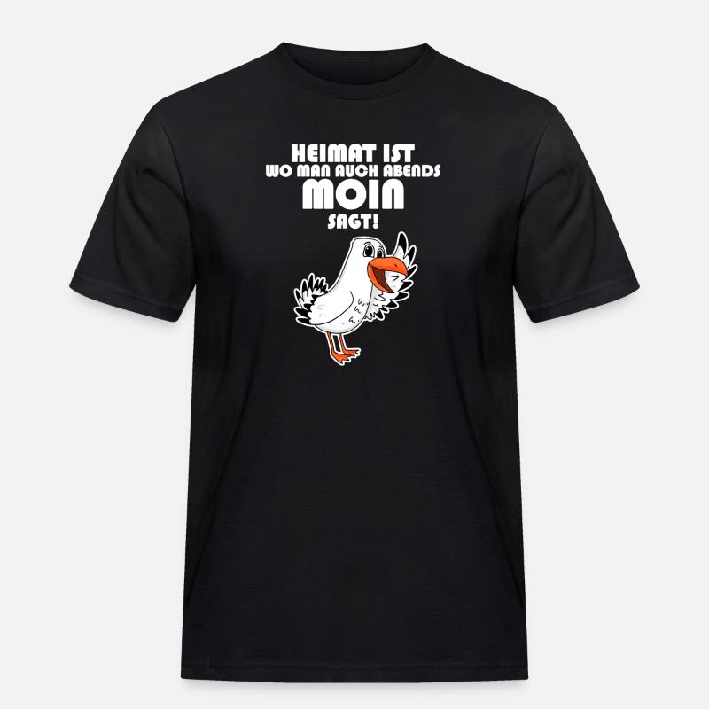 Heimat Moin Begrüßung Möwe - Männer Workwear T-Shirt - Schwarz