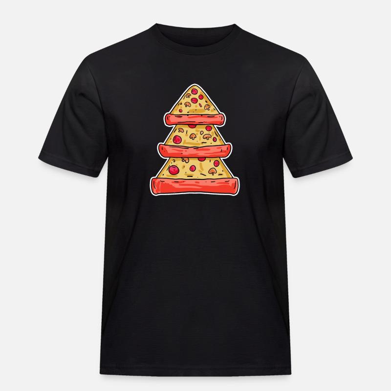 Pizza Baum - Männer Workwear T-Shirt - Schwarz