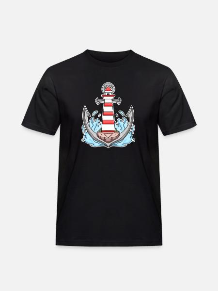 Anchor Lighthouse Mix Motif - Men's Workwear T-Shirt - black