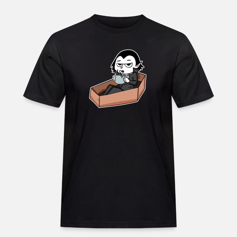 Vampire drinks coffee - Men's Workwear T-Shirt - black