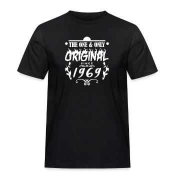 1969 - Bouwjaar 1969 - Bouwjaar 1969 - Mannen Workwear T-shirt - zwart - Voor - AI Model Male 178 light (178cm)