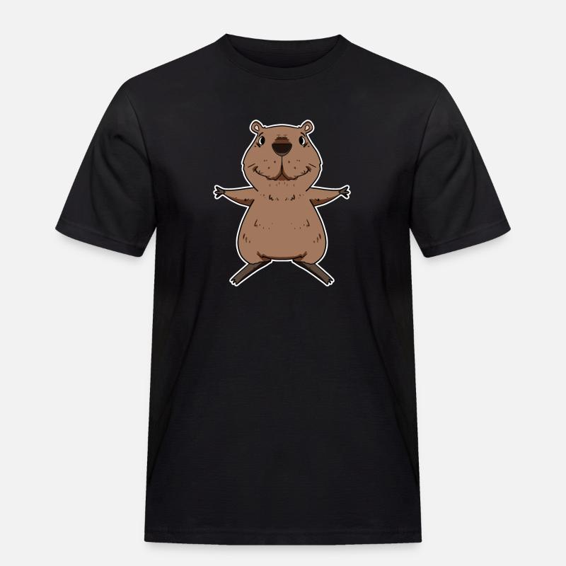 Capybara - Männer Workwear T-Shirt - Schwarz