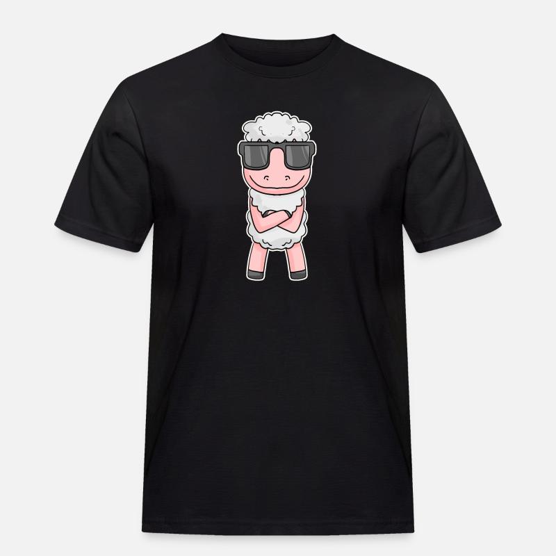 Schaf mit Brille - Männer Workwear T-Shirt - Schwarz
