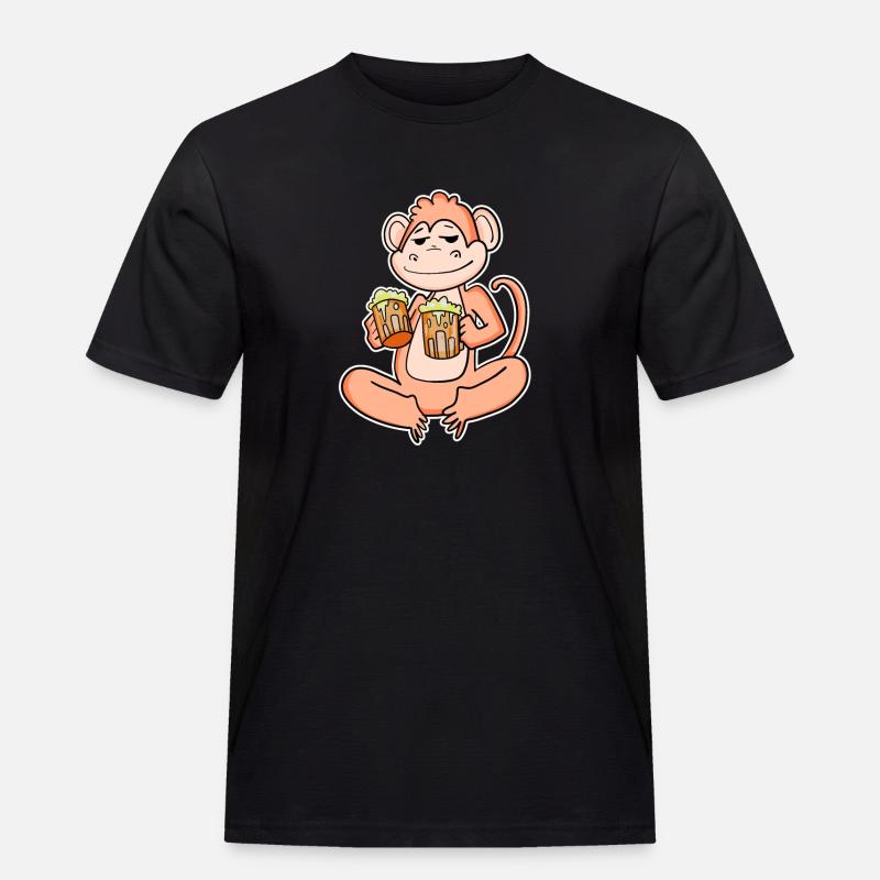 Monkey with beer - Men's Workwear T-Shirt - black