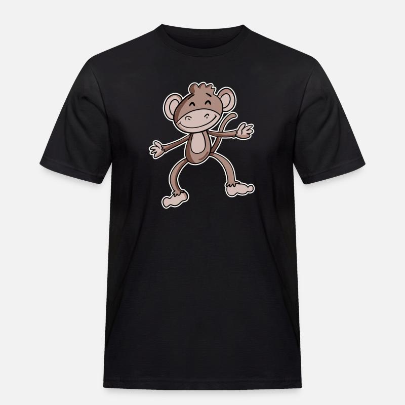 Affe - Männer Workwear T-Shirt - Schwarz