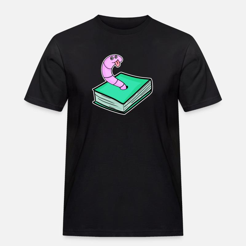 Buch Wurm - Männer Workwear T-Shirt - Schwarz