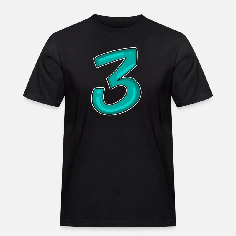 3 - Drei - Dritter - Männer Workwear T-Shirt - Schwarz