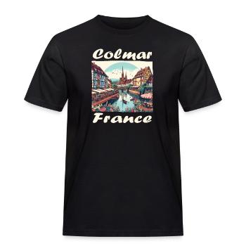 Colmar Altstadt Hafen im Kolonialstil - Männer Workwear T-Shirt - Schwarz - Vorne - AI Model Male 178 light (178cm)