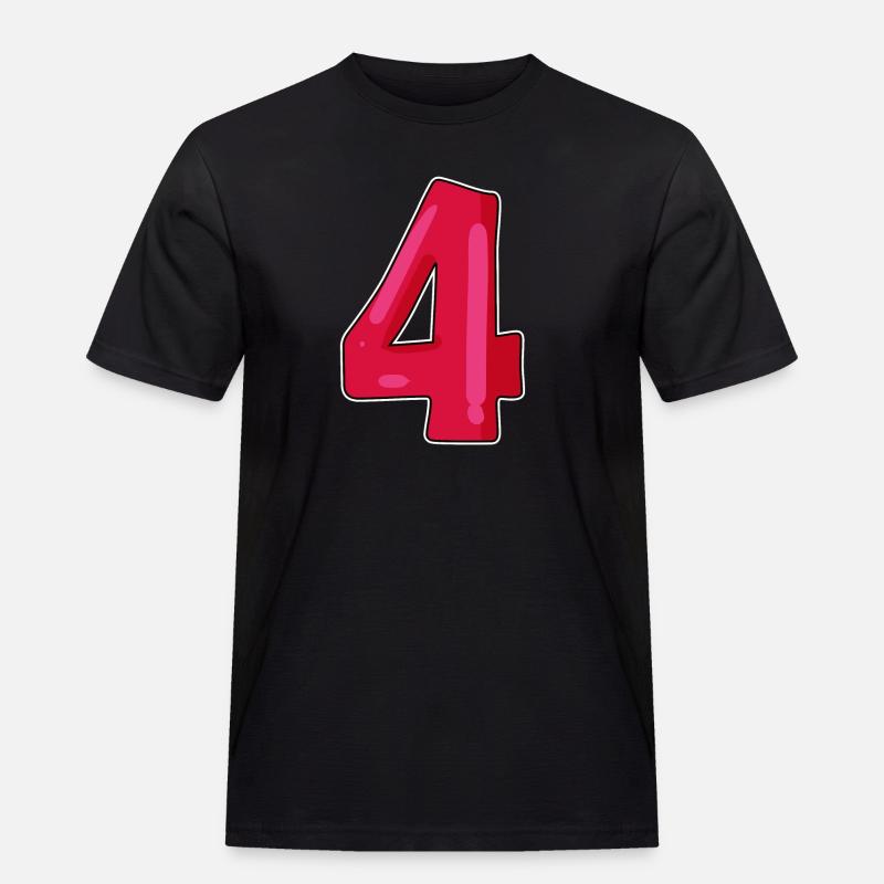 Zahl Nummer Vier 4 - Männer Workwear T-Shirt - Schwarz