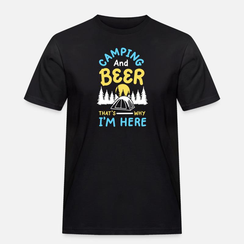 Camping und Bier Camper - Männer Workwear T-Shirt - Schwarz