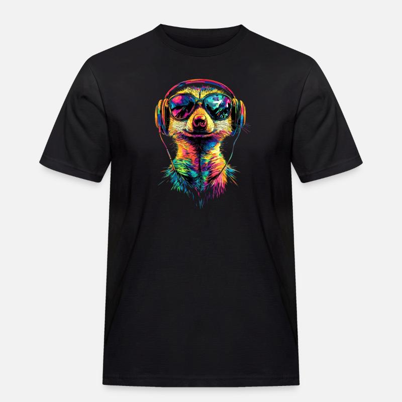 Erdmännchen Sonnenbrille Bunt Süßes Erdmännchen - Männer Workwear T-Shirt - Schwarz