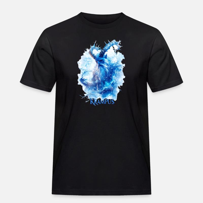 Krampus in einer Eislandschaft - Männer Workwear T-Shirt - Schwarz