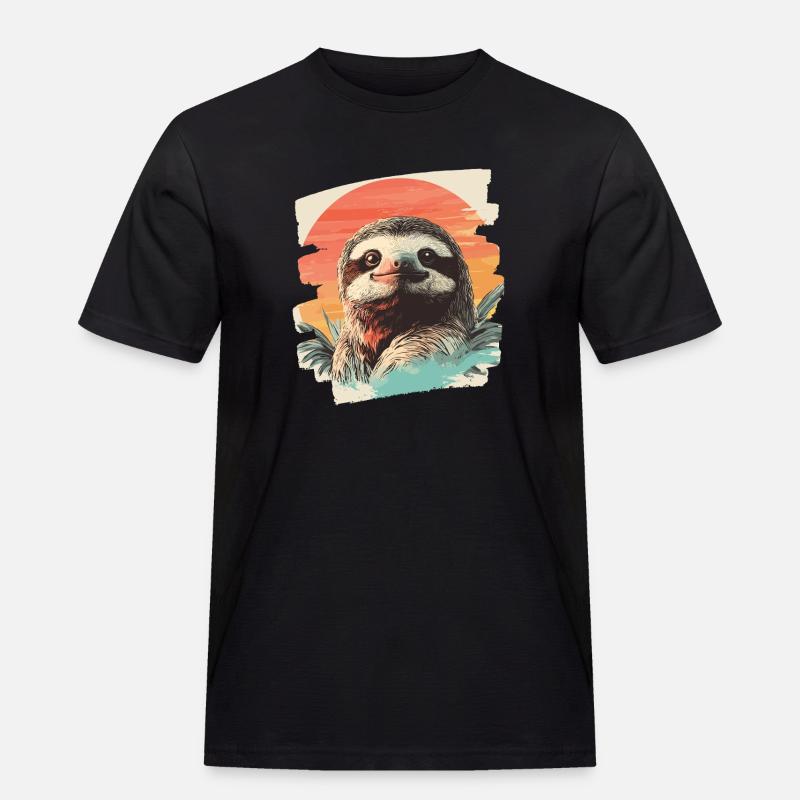 Faultier - Männer Workwear T-Shirt - Schwarz