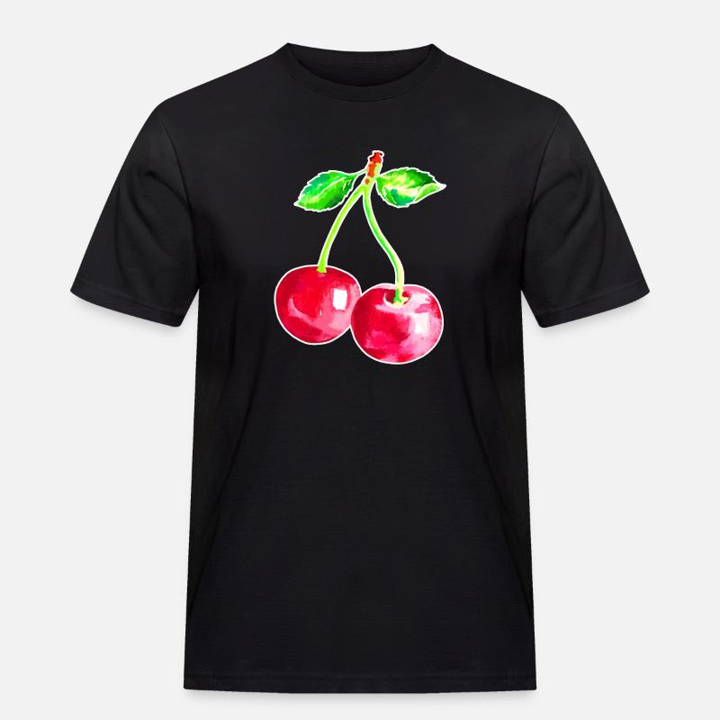 Kirsche, Rote Kirschen - Männer Workwear T-Shirt - Schwarz