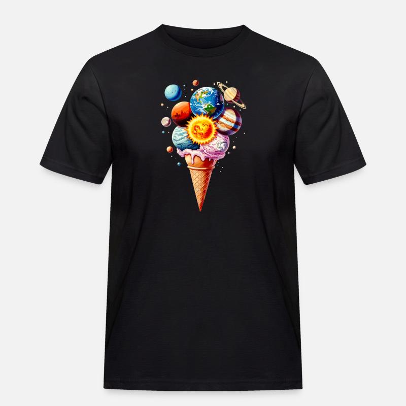Planeten Eiscreme Waffel Eis - Männer Workwear T-Shirt - Schwarz