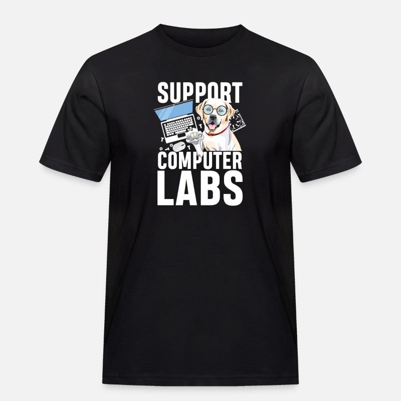 Support computer labs - Männer Workwear T-Shirt - Schwarz