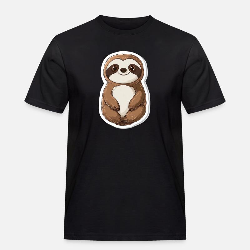 Faultier - Männer Workwear T-Shirt - Schwarz