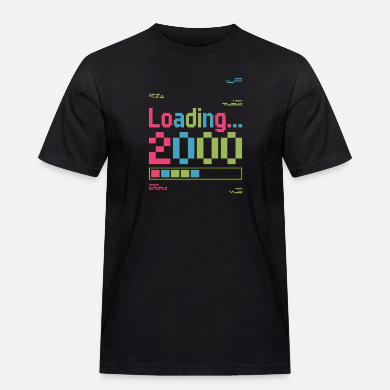 Pixel Retro Design Loading 2000 - Männer Workwear T-Shirt - Schwarz