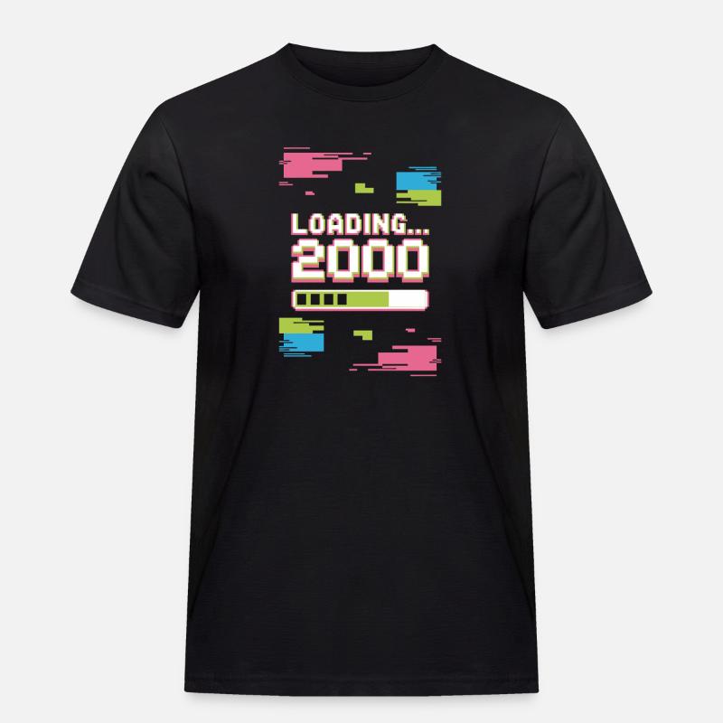 Retro Loading 2000 Pixel - Männer Workwear T-Shirt - Schwarz