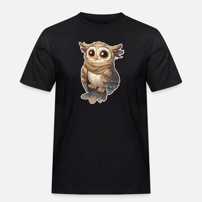 Eule - Männer Workwear T-Shirt - Schwarz
