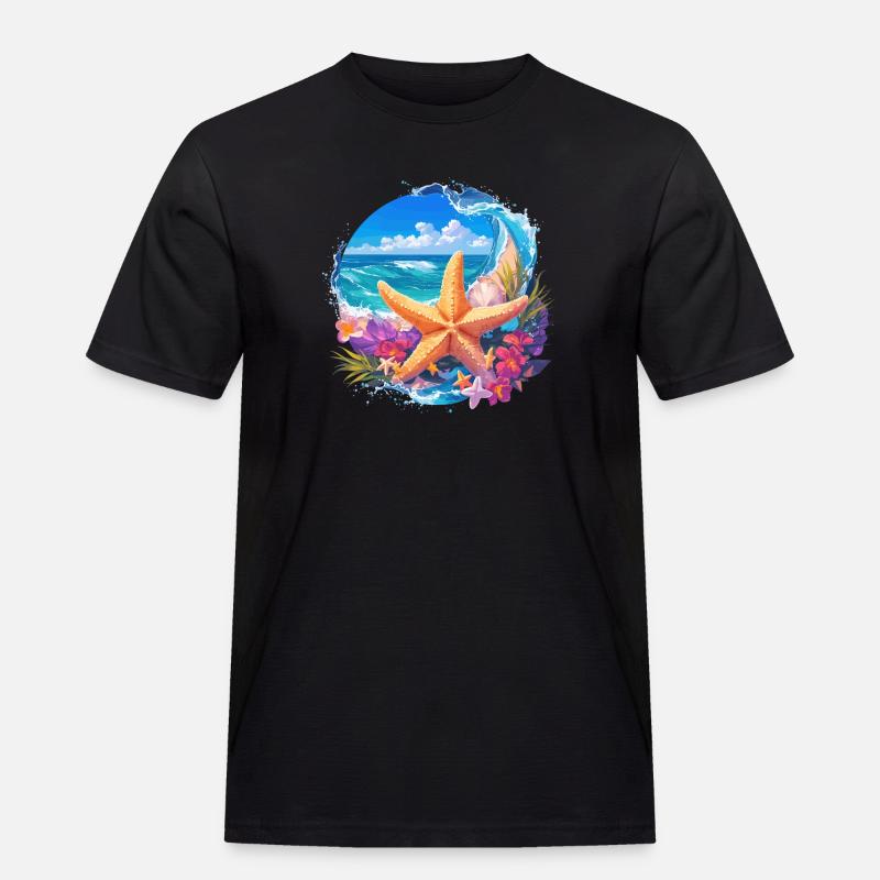 Seesterne Seestern - Männer Workwear T-Shirt - Schwarz