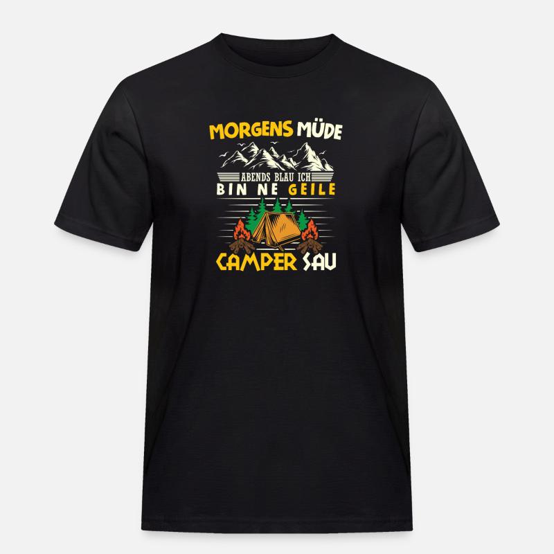 Camper Camping Wohnwagen Spruch - Männer Workwear T-Shirt - Schwarz