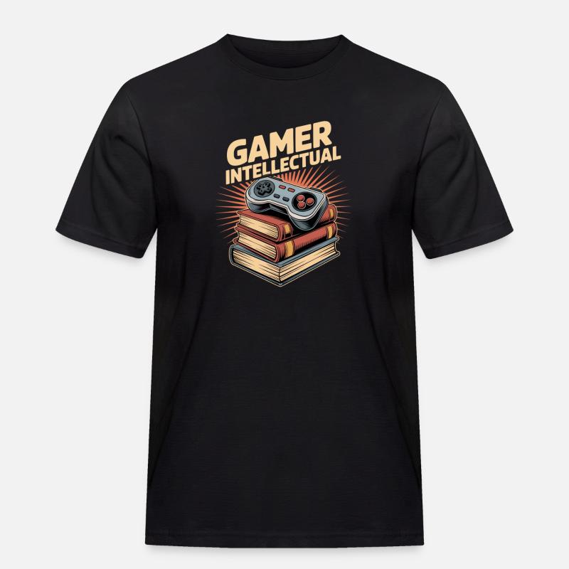 Gamer Intellectual Controller Book Stack - Men's Workwear T-Shirt - black